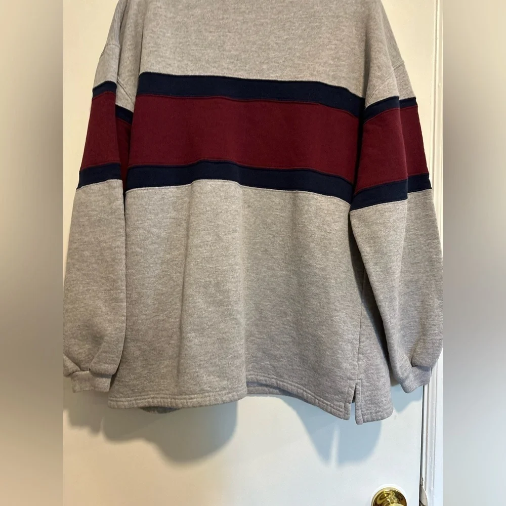 VTG 80s/90s Russell Athletic Sweatshirt Men XL Gray Colorblock Striped.
